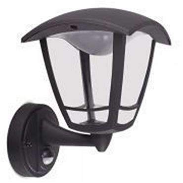 Coach Lantern 4 Panel Bottom Arm Black 8W