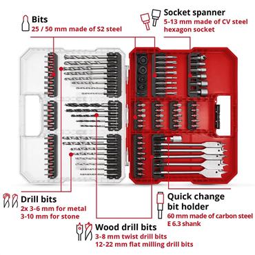 Einhell 95pc Screwdriver & Assorted Drill Set