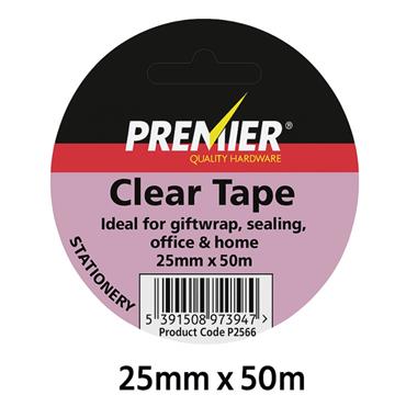 PREMIER 25mm x 50m Clear Tape