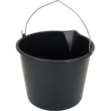 BUCKET 12LTR BLACK WITH METAL HANDLE