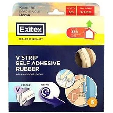 Exitex Draught Excluder V Strip White 5m