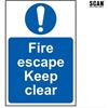 Scan Fire Escape Keep Clear 200 X 300mm