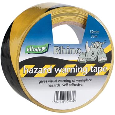 Rhino Hazard Tape Black & Yellow 50mm x 33m