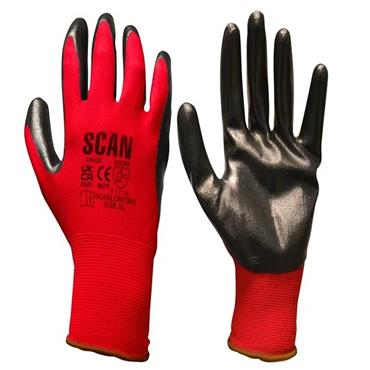 Scan Palm Dipped Bk Nitrile Gloves 10