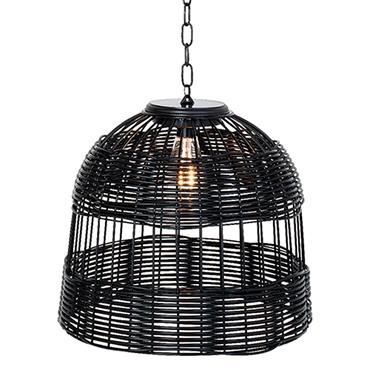 Solar Hanging Light Wicker Black