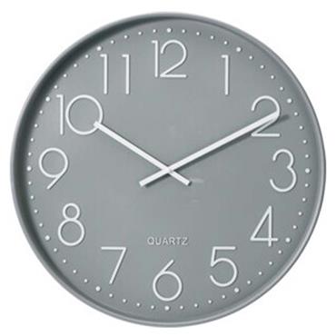 WALL CLOCK PP GLASS 50CM GREY