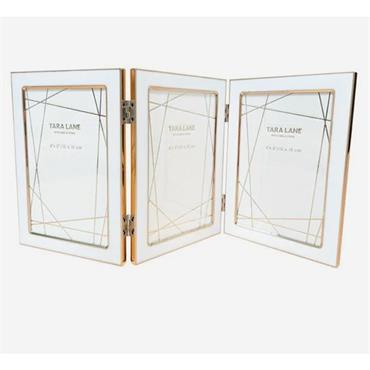 Tara Folding Photo Frame White/Gold 4 X 6
