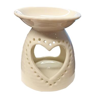 Ceramic Heart Burner White 9.5X8.5cm
