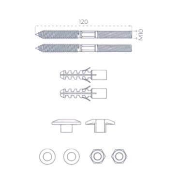 Basin Wall Fixing Pack M10x120Mm