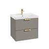 Stockholm Wall Hung 60 2 Draw Unit Khaki/Gold
