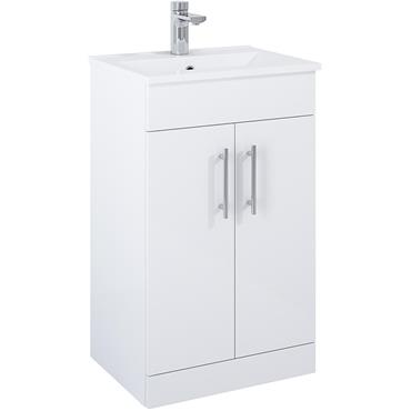Belmont Sq White Gloss Unit & Basin 50cm