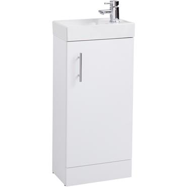 Cube 40cm Compact Vanity Unit and Washbasin - Gloss White