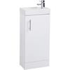 Cube 40cm Compact Vanity Unit and Washbasin - Gloss White