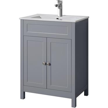 Turin 2 Door Unit Grey & Basin 60cm