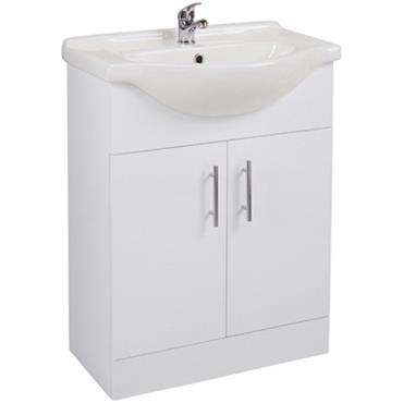 White Floor Mounted Vainity Unit & Basin 65cm