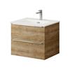 Kara 60Cm 2 Drawer Wall Hung Unit Natural Oak