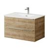 Kara 80Cm 2 Drawer Wall Hung Unit Natural Oak