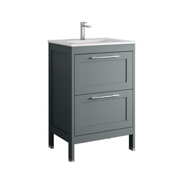 Corey 60Cm 2 Drawer Unit & Basin Matt Grey