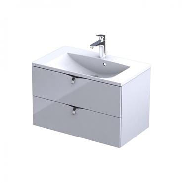 Serra 2 Drawer Wall Mount Unit Gl White 80Cm