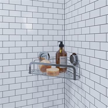 Croydex Stick N Lock Corner Basket