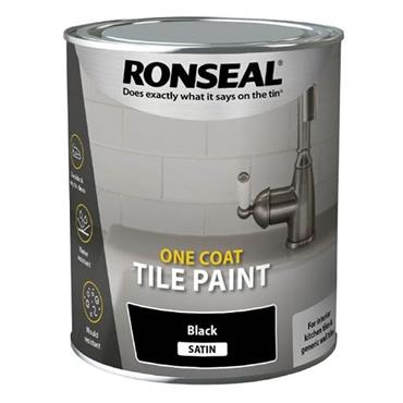 Ronseal One Coat Tile Paint Black Satin 750ml