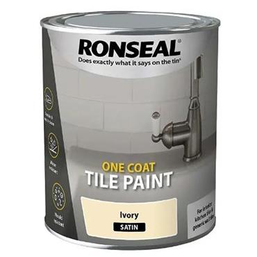 Ronseal One Coat Tile Paint Ivory Satin 750ml