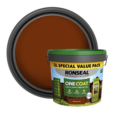 Ronseal Onecoat 12L Shed & Fence Medium Oak