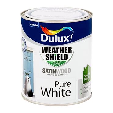 Dulux W/shield Satin White 750ml