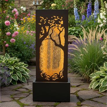 Tree Silhouette Rain Effect Water Feature