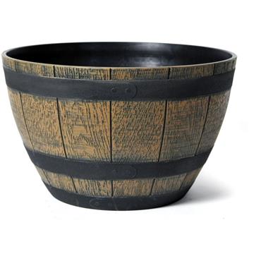 Sirocco Wood Effect Resin Barrel Bowl Planter
