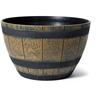 Sirocco Wood Effect Resin Barrel Bowl Planter