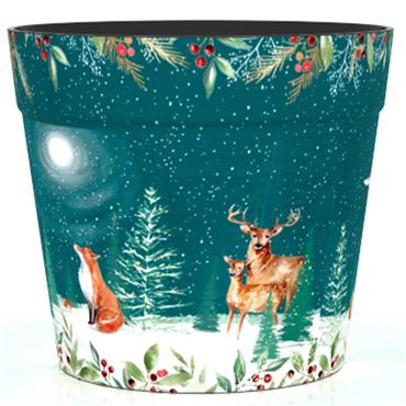 Christmas 15cm Pot Green Woodland Scene