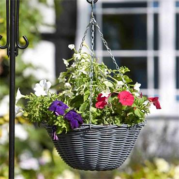 Smart Slate Faux Rattan Hanging Basket 14"