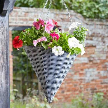 14" SLATE FAUX RATTAN HANGING CONE 6020070