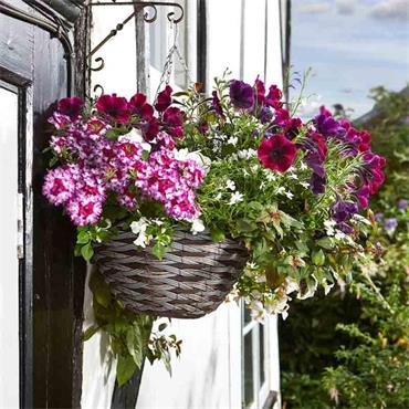 Faux Rattan Hanging Basket 14"