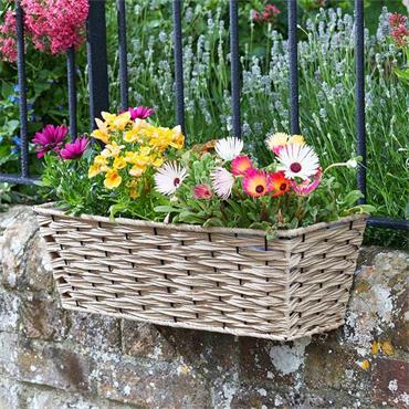 Faux Rattan Planter Sand 19"