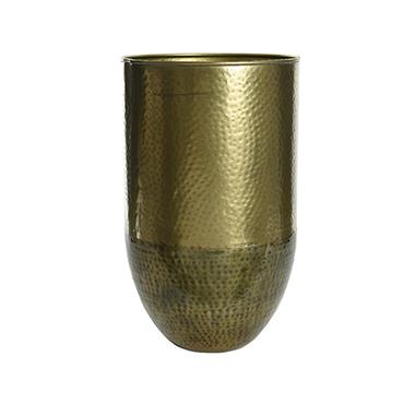 Iron Vase Hammered Effect Green 26 X 42.5cm