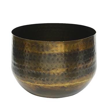 Planter Zinc Hammered Antique Gold 15cm