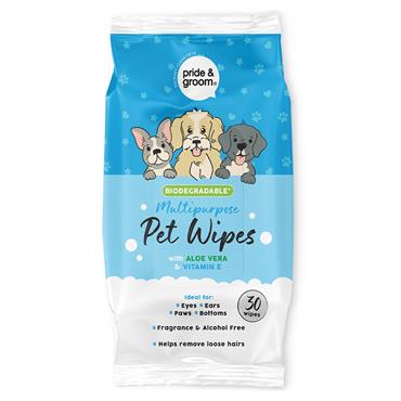 PRIDE & GROOM MULTI PURPOSE PET WIPES 30PK