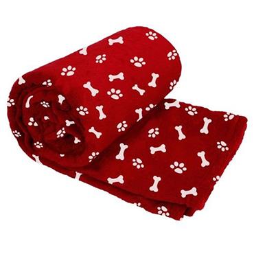 Pet Blanket Paw & Bone Red 130 X 160cm