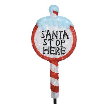 Led Acrylic Santa Stop Here Sign 93cm