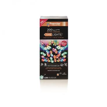 Premier Battery Timelights Multi Col 200 Led