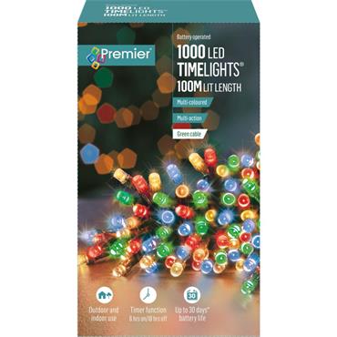 Premier Battery Timelights Multi Col 1000 Led