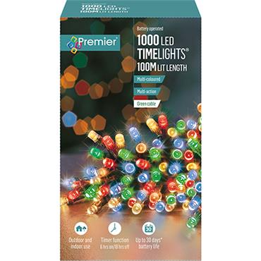 Premier Battery Timelights Multi Col 1000 Led