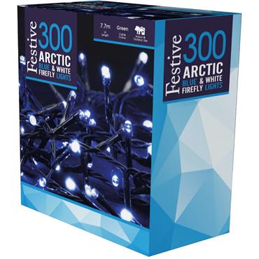 Battery Firefly Lights Blue & White 300 Led