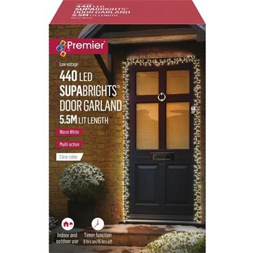 Premier 440 LED Supabrights Door Garland Warm White 5.5m