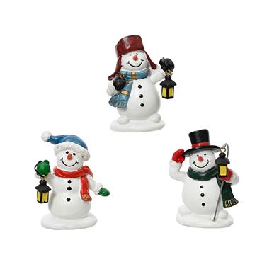 Lumineo Snowman Figurines Ast 3PK 6.5cm