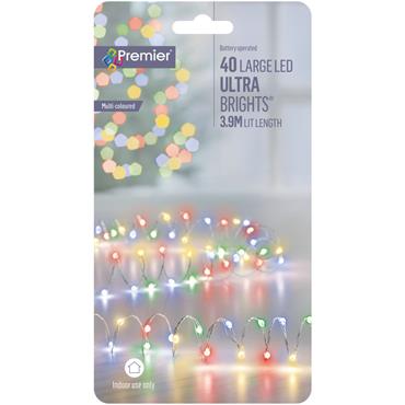 Premier Battery Ultrabrights Multi Col 40Led