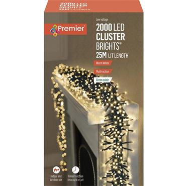 Premier 2000 LED Multi-Action Clusterbrights with Timer - Warm White