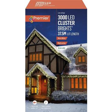 Premier 3000 LED Multi-Action Clusterbrights with Timer - Warm White